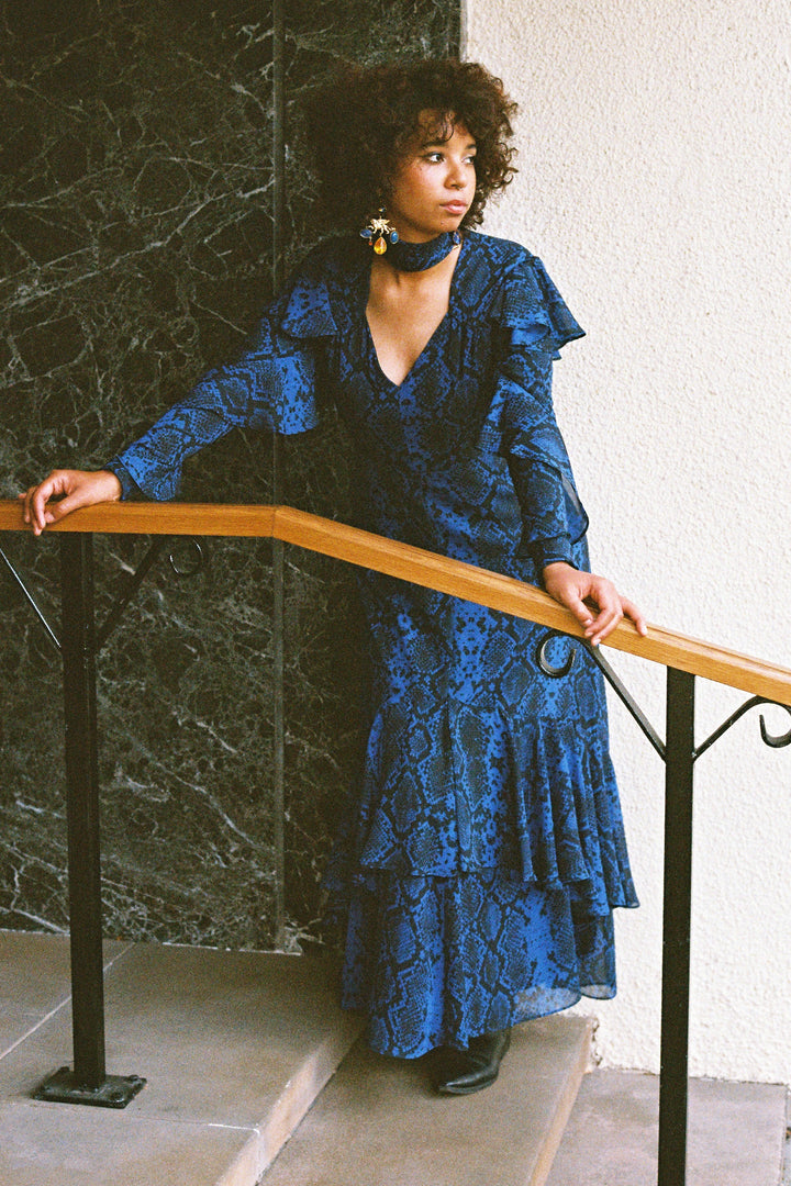 Angie Dress in Snake Print Chiffon