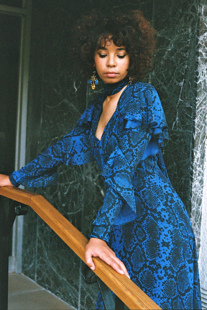 Angie Dress in Snake Print Chiffon