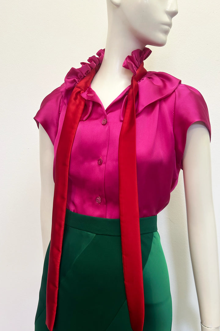 Estelle Satin Cap Sleeve Blouse