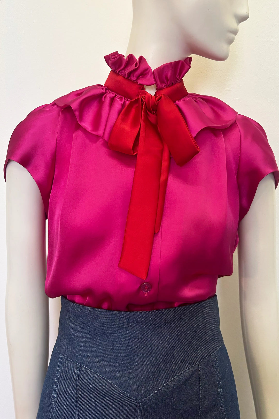Estelle Satin Cap Sleeve Blouse