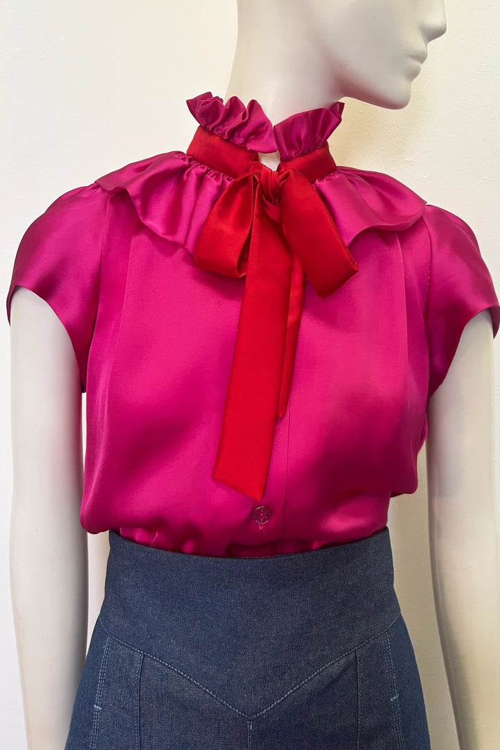 Estelle Satin Cap Sleeve Blouse
