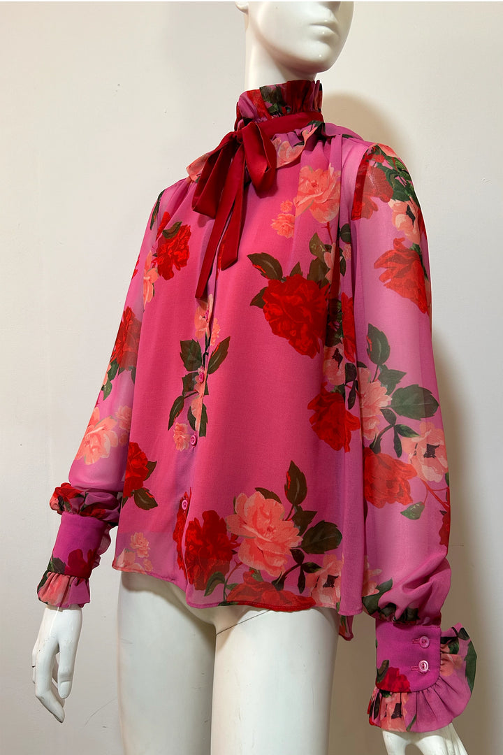 Estelle Printed Blouse Red Roses