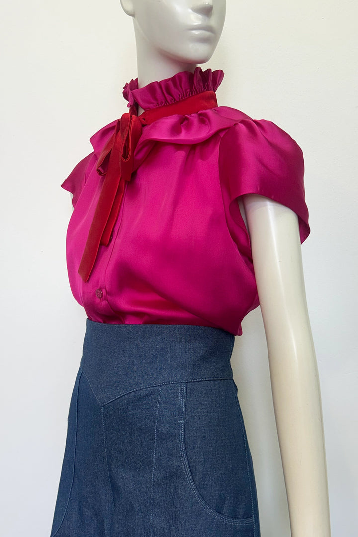 Estelle Satin Cap Sleeve Blouse