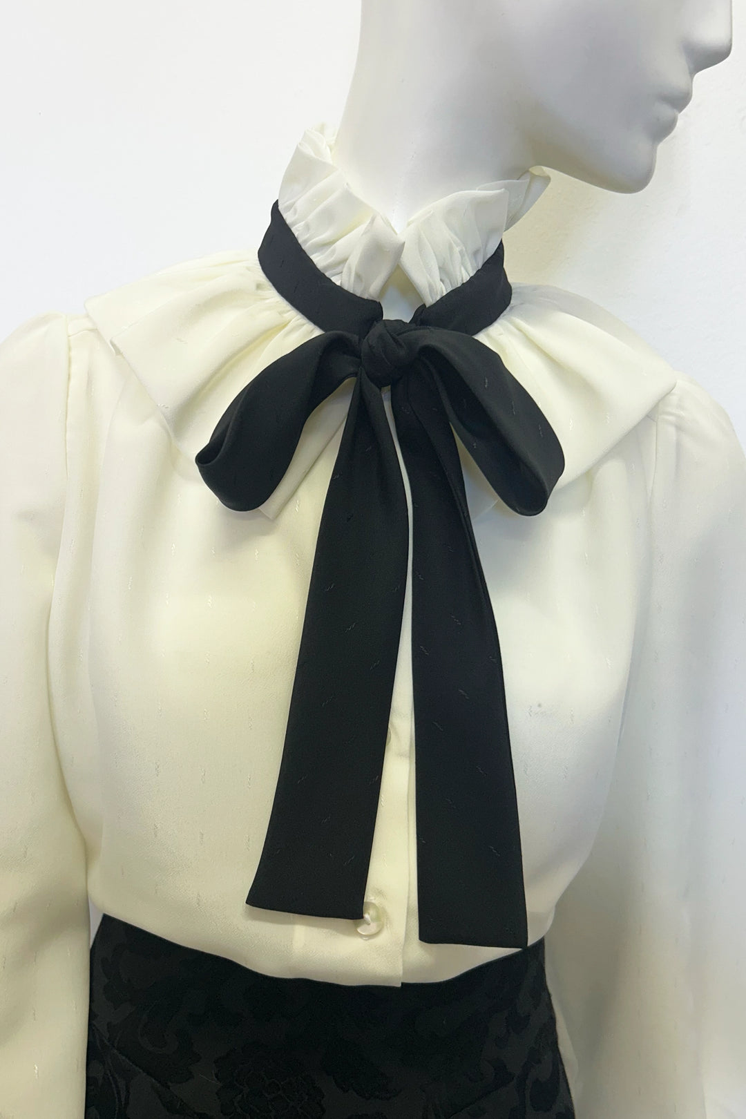 Estelle Blouse in Ivory and Black
