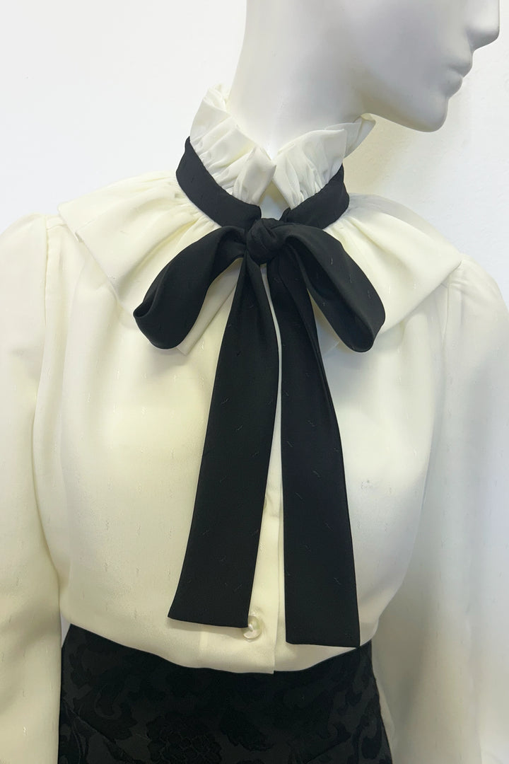 Estelle Blouse in Ivory and Black