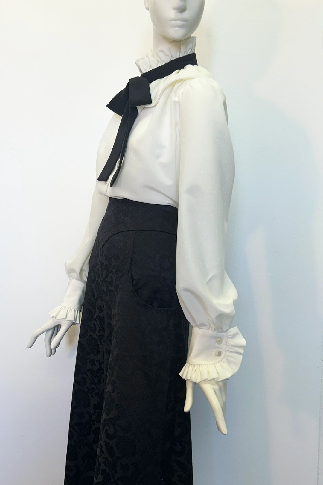 Estelle Blouse in Ivory and Black