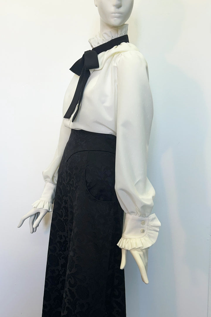 Estelle Blouse in Ivory and Black