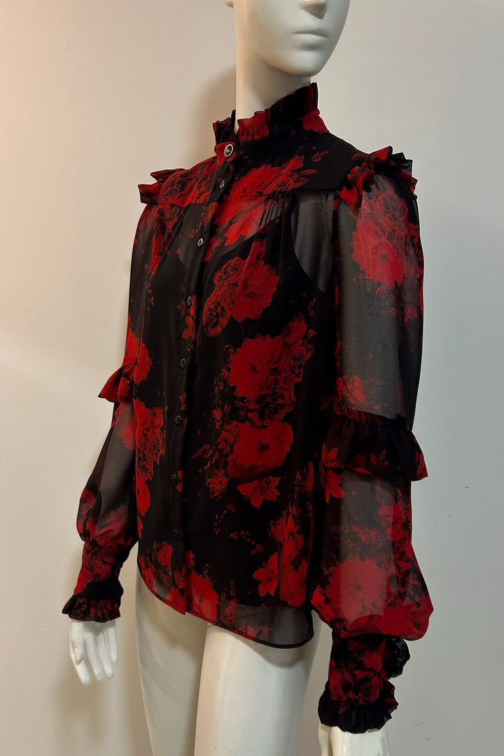 Evie Blouse in Dark Roses