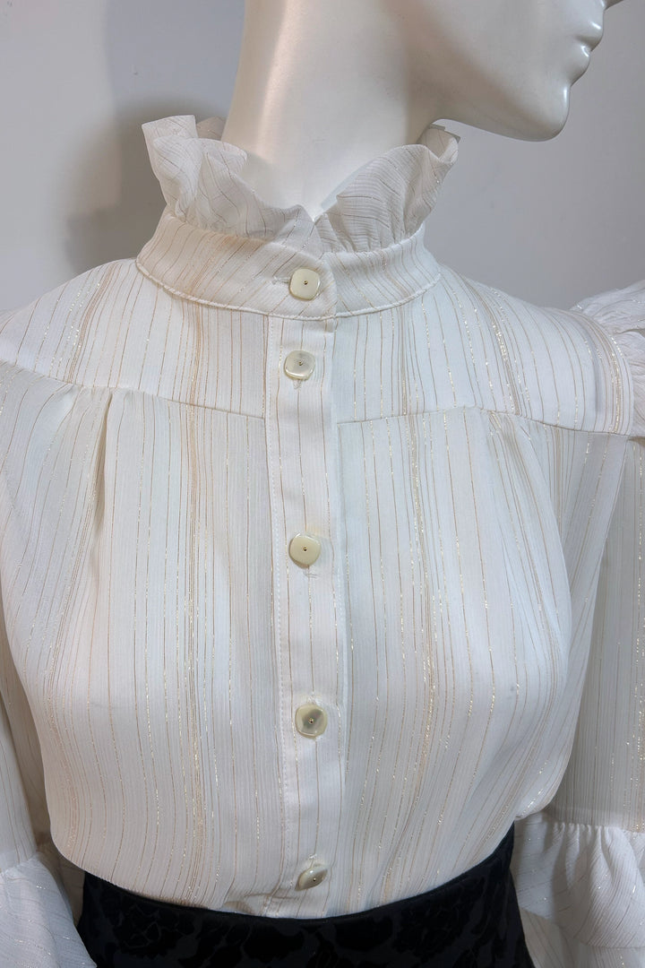 Evie Blouse in Chiffon With Metallic Stripe