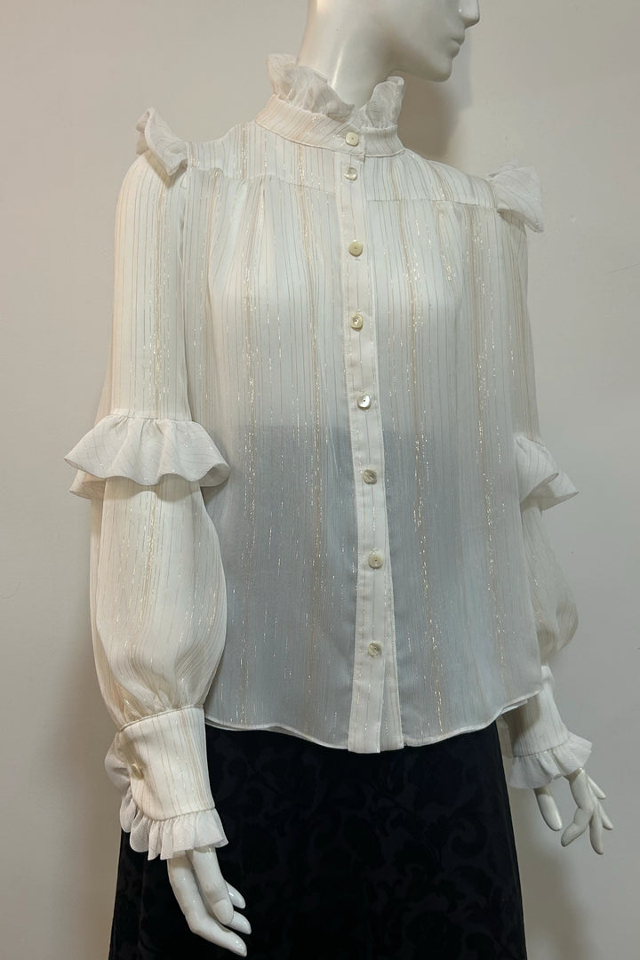 Evie Blouse in Chiffon With Metallic Stripe