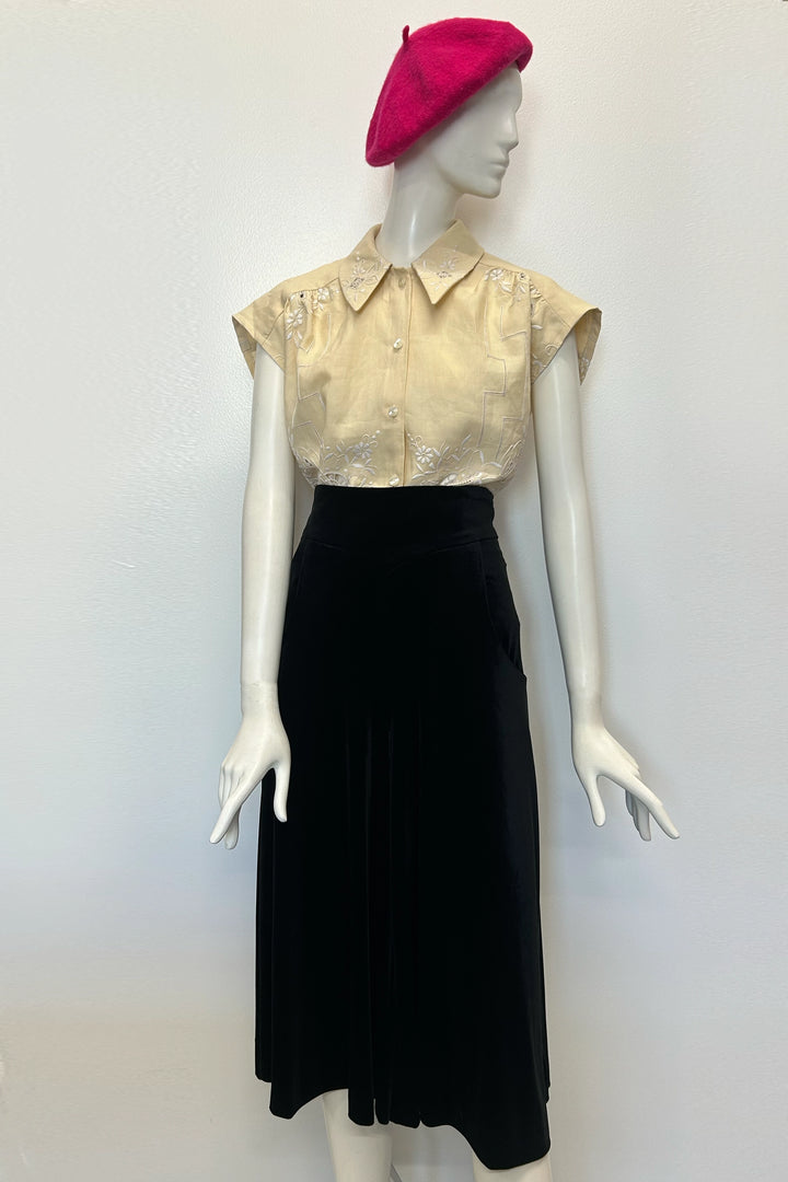 Kitt Blouse in Butterscotch Embroidered Linen