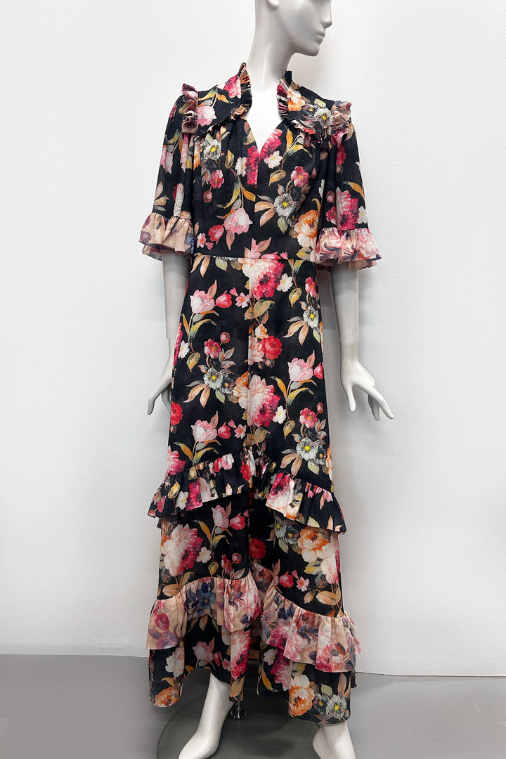 Kylie Maxi Dress in Double Floral Print