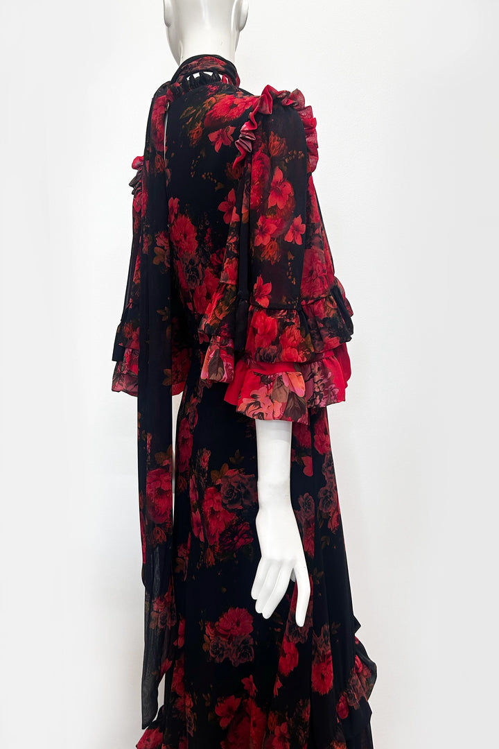 Kylie Maxi Double Floral Dress With Train