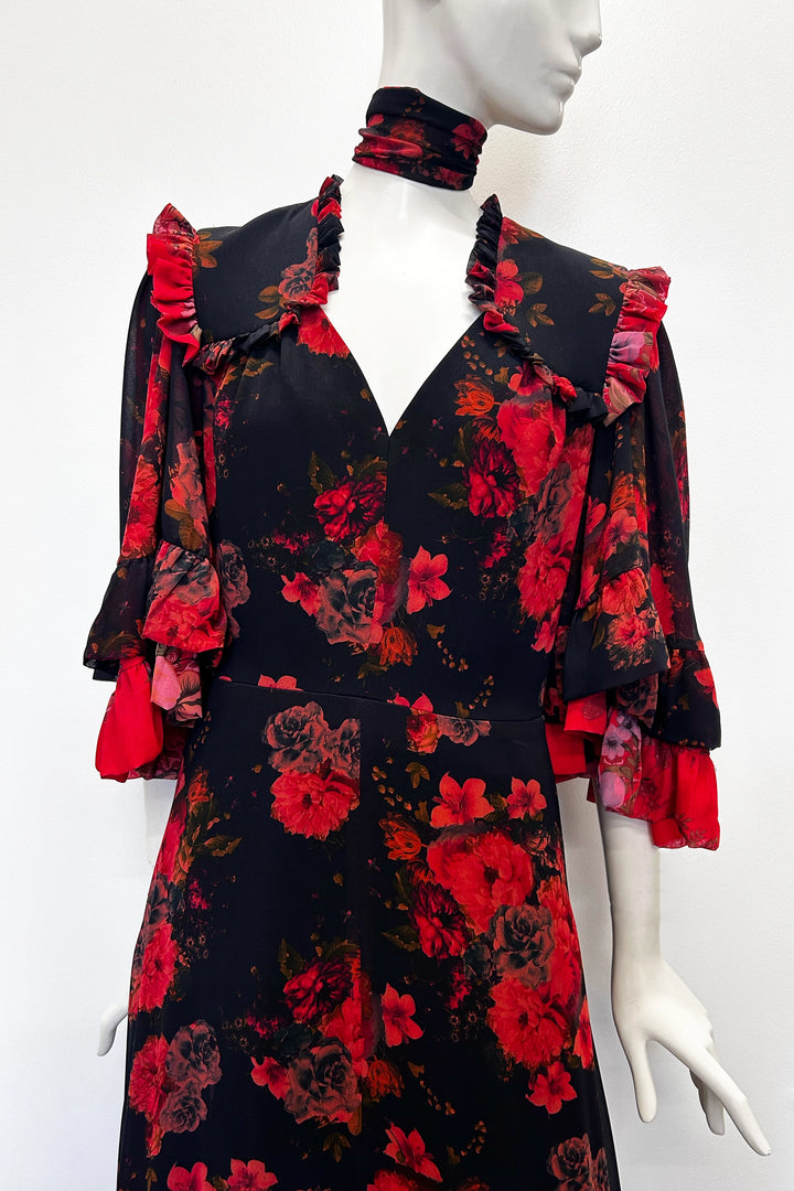 Kylie Maxi Double Floral Dress With Train