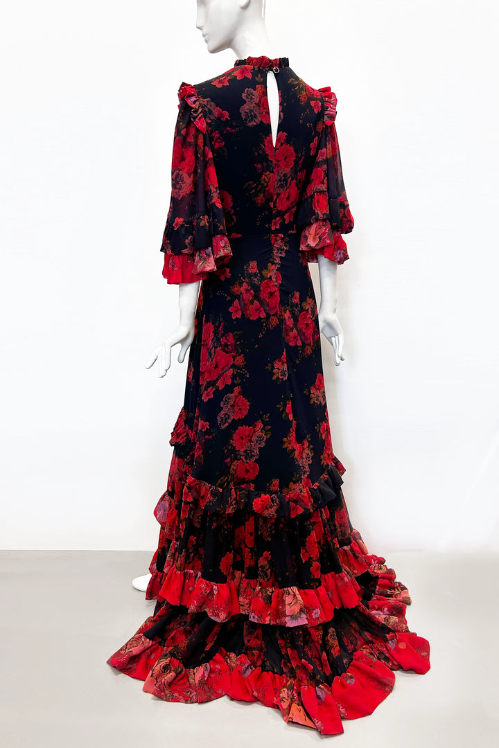 Kylie Maxi Double Floral Dress With Train