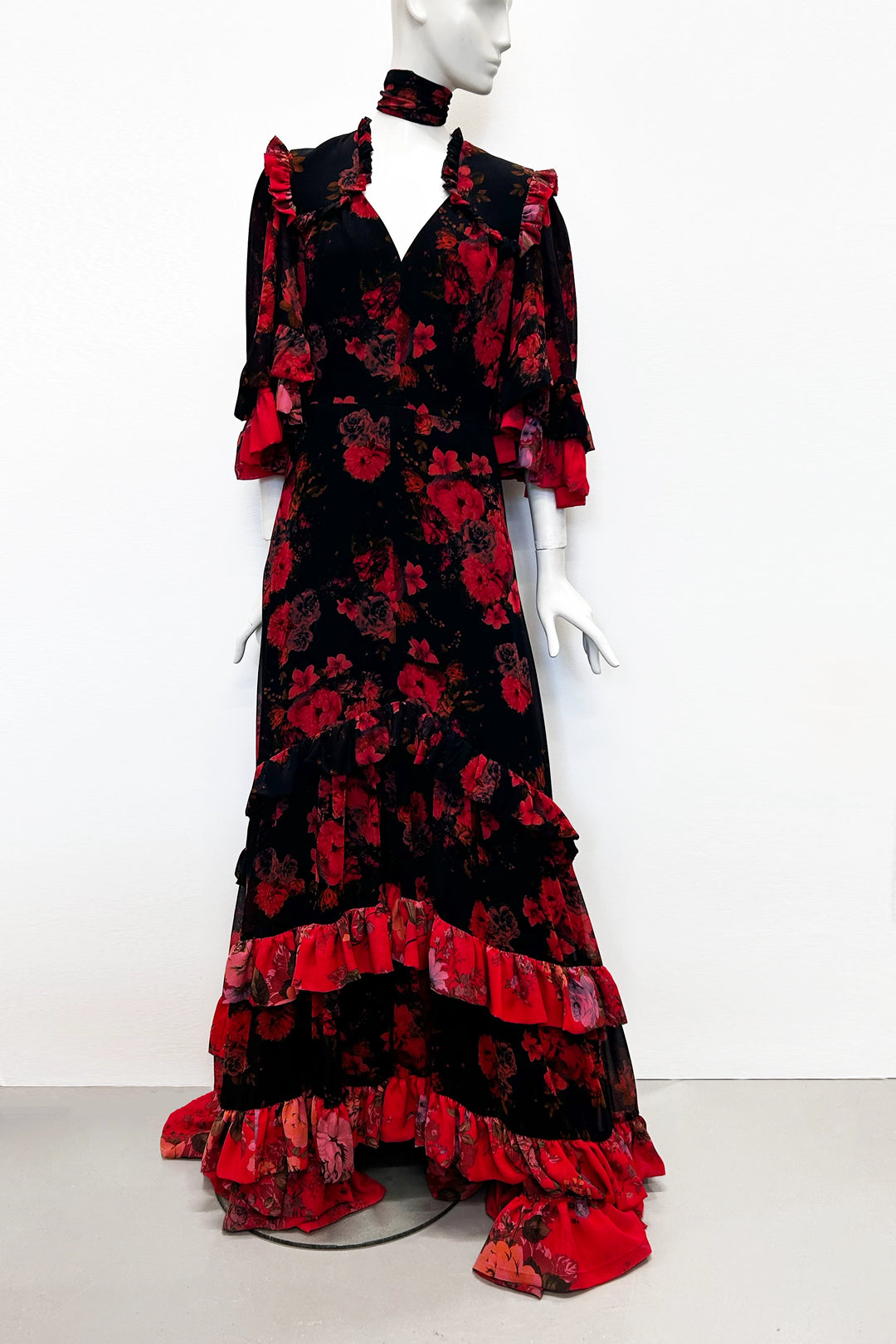 Kylie Maxi Double Floral Dress With Train