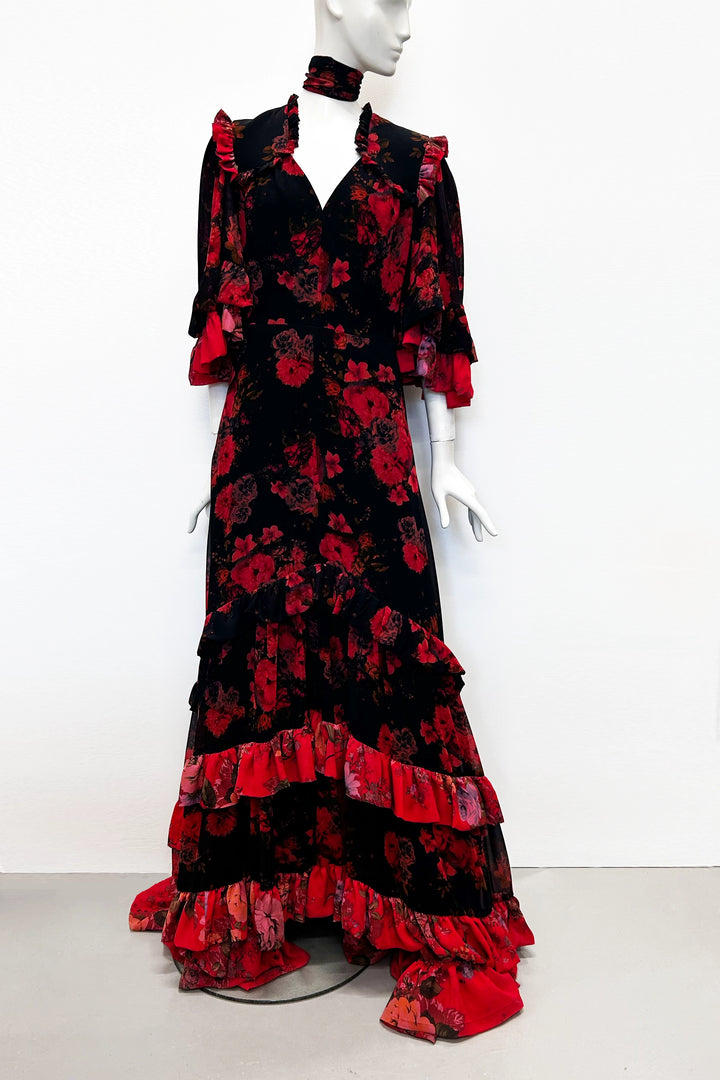 Kylie Maxi Double Floral Dress With Train