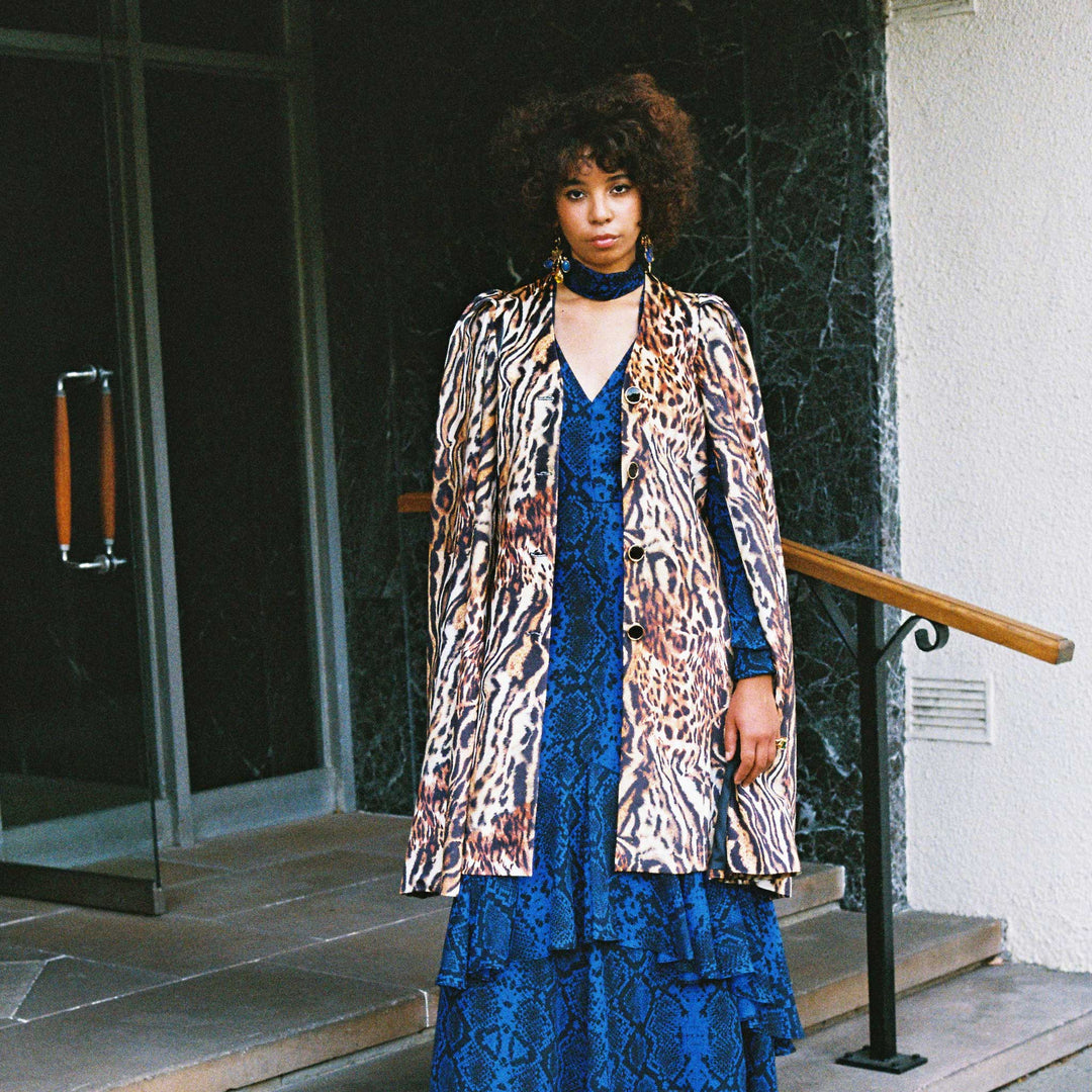 Tatyana Velvet Print Cape